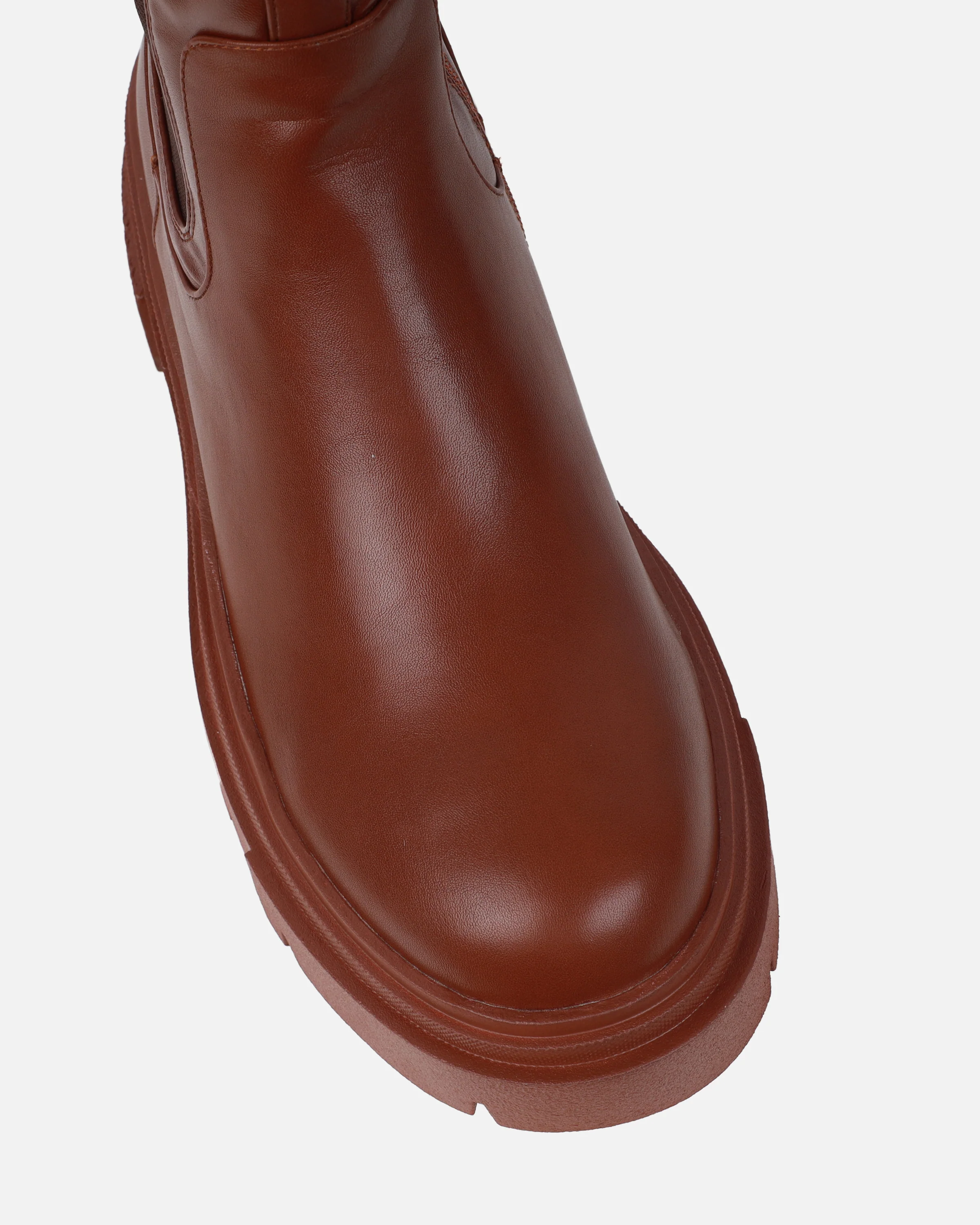 Tommo Tan Flat Chunky Knee High Boots - Image 4