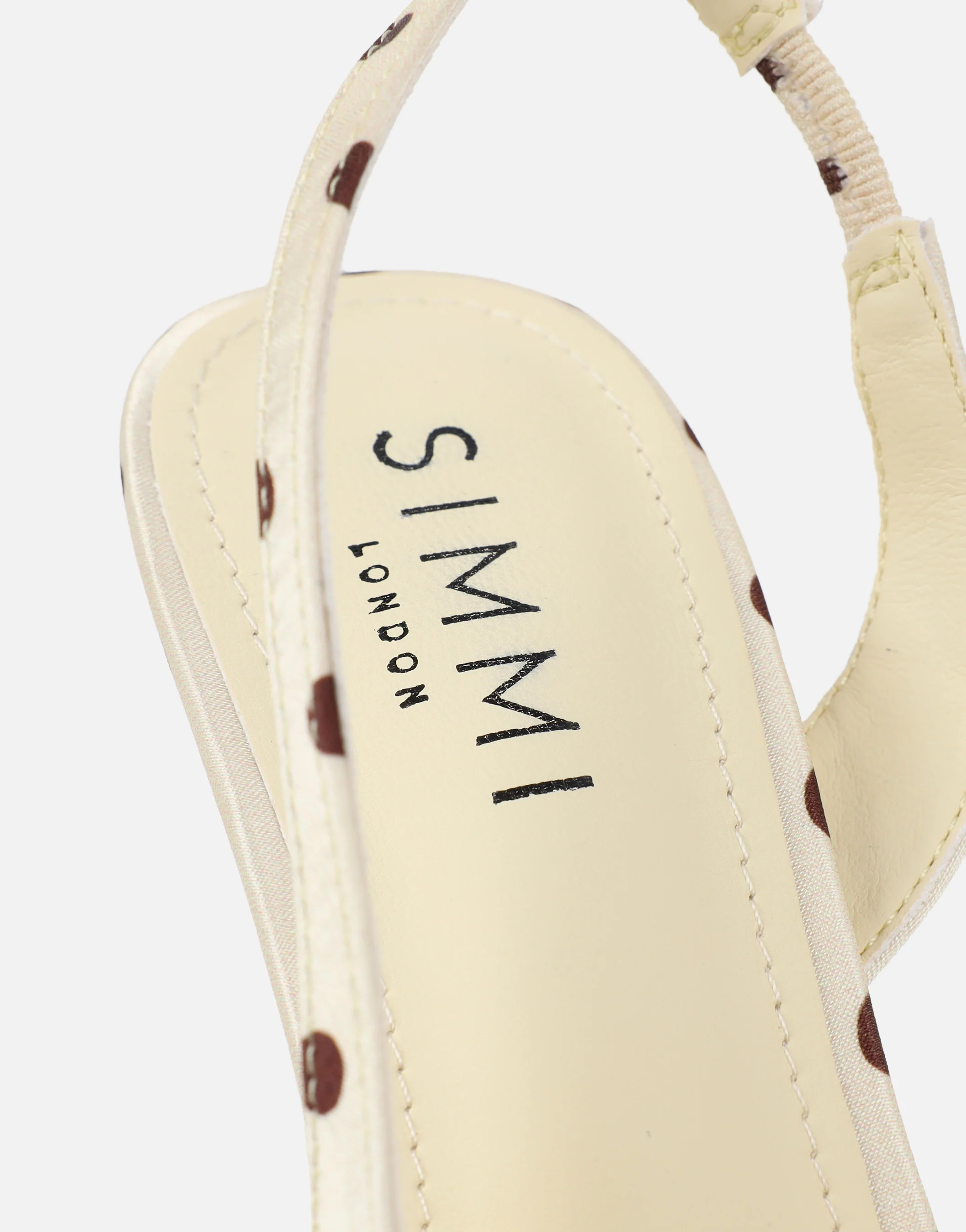 Torena Butter Cream Polka Dot Satin Bow Heeled Sandals - Image 3