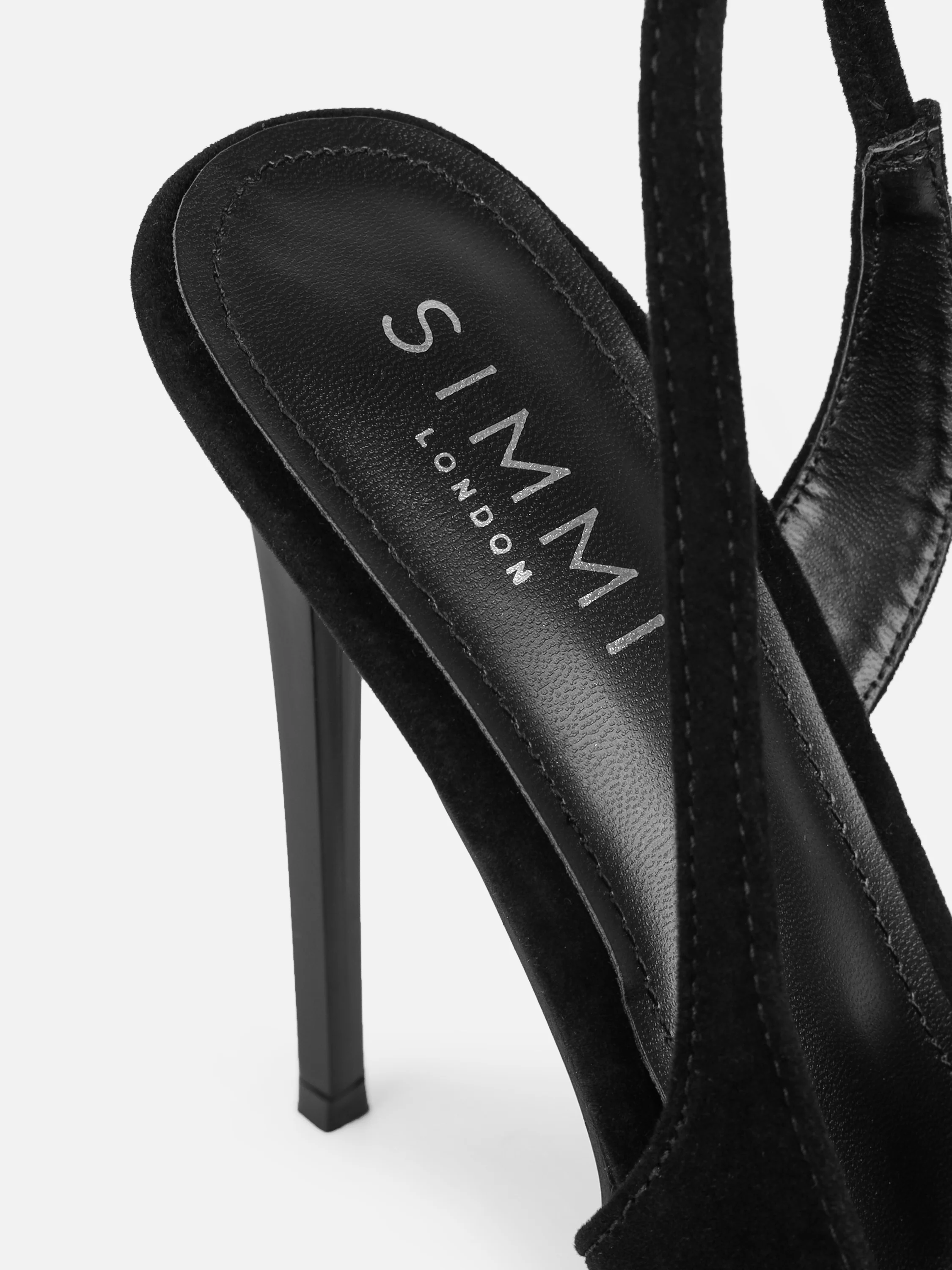 Torrez Black Velvet Bow Detail Peep Toe Heeled Sandals - Image 3