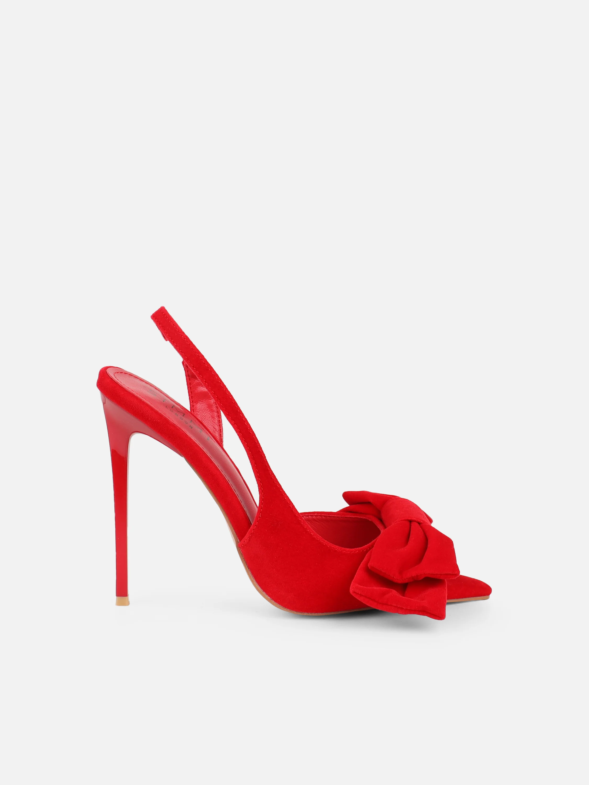 Torrez Red Velvet Bow Detail Peep Toe Heeled Sandals - Image 2