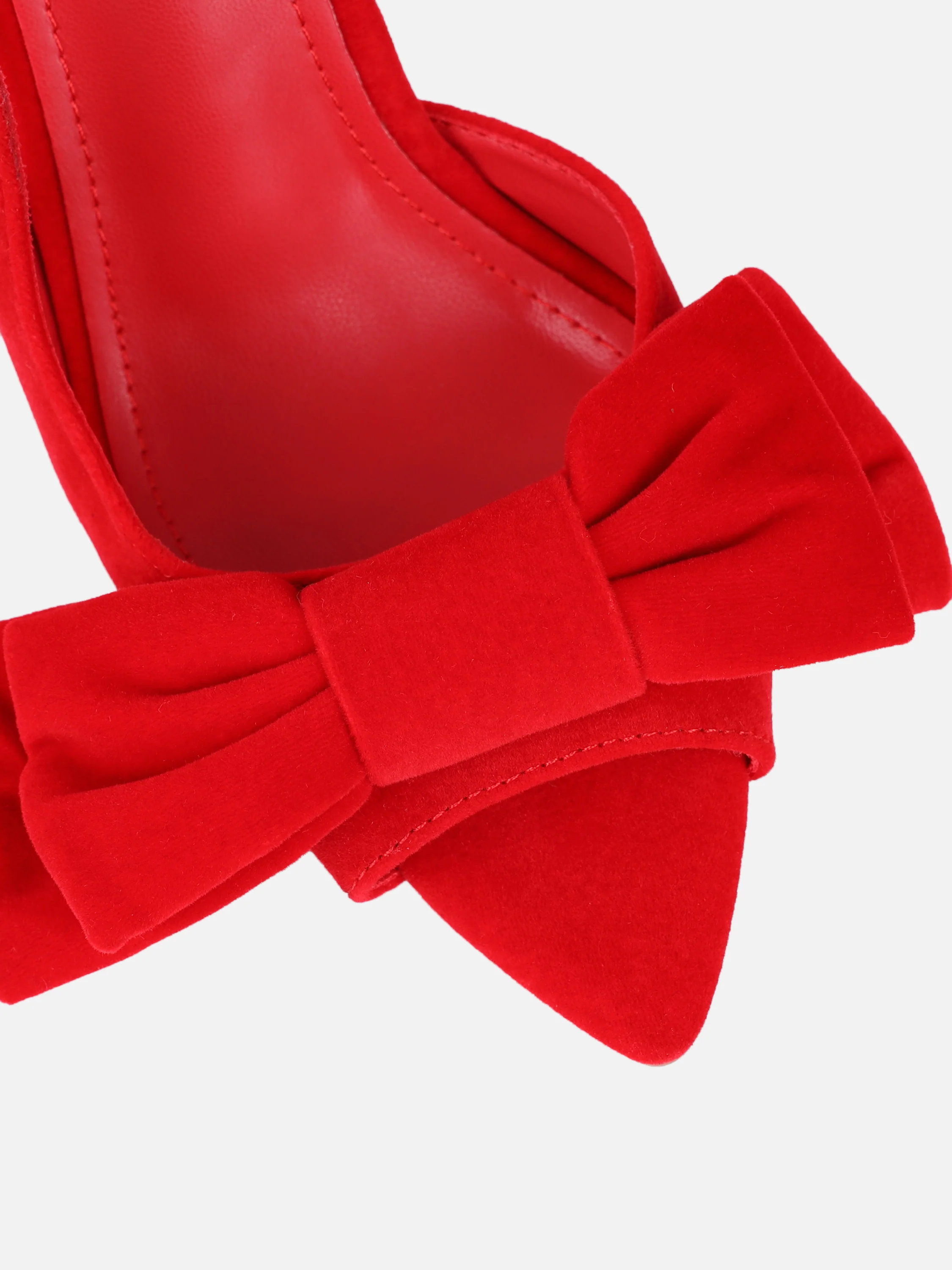 Torrez Red Velvet Bow Detail Peep Toe Heeled Sandals - Image 4