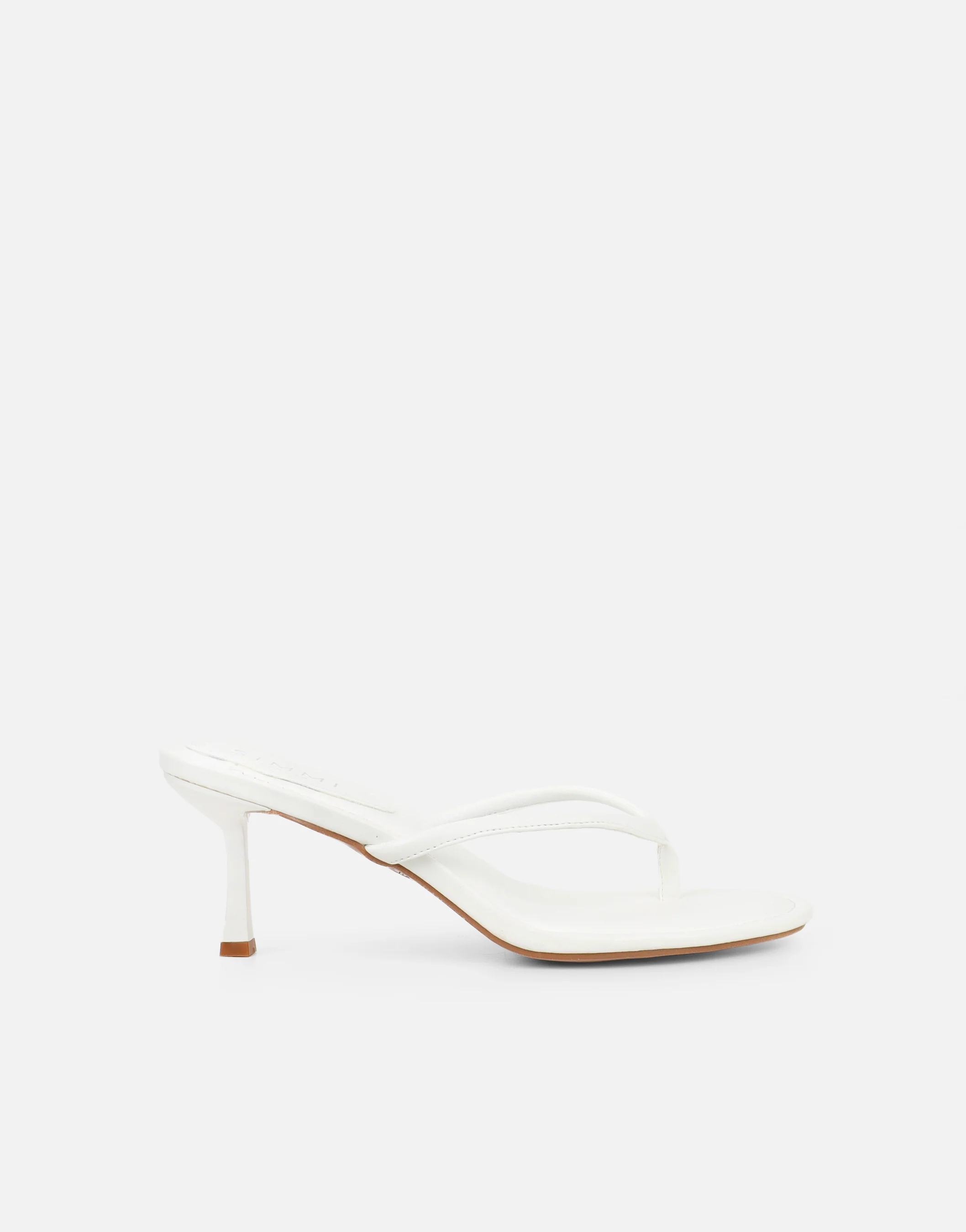 Tramonto White PU Toe Post Heeled Mules - Image 2