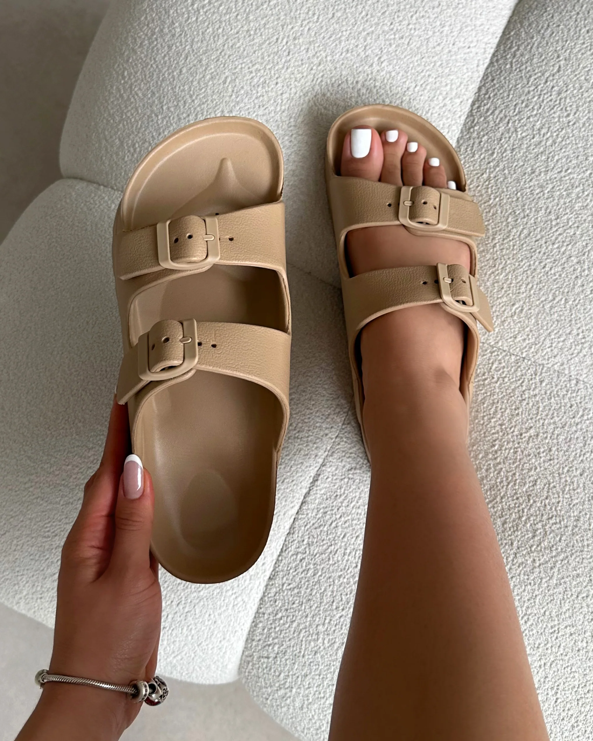 Tropix Mocha Double Strap Slide Sandals
