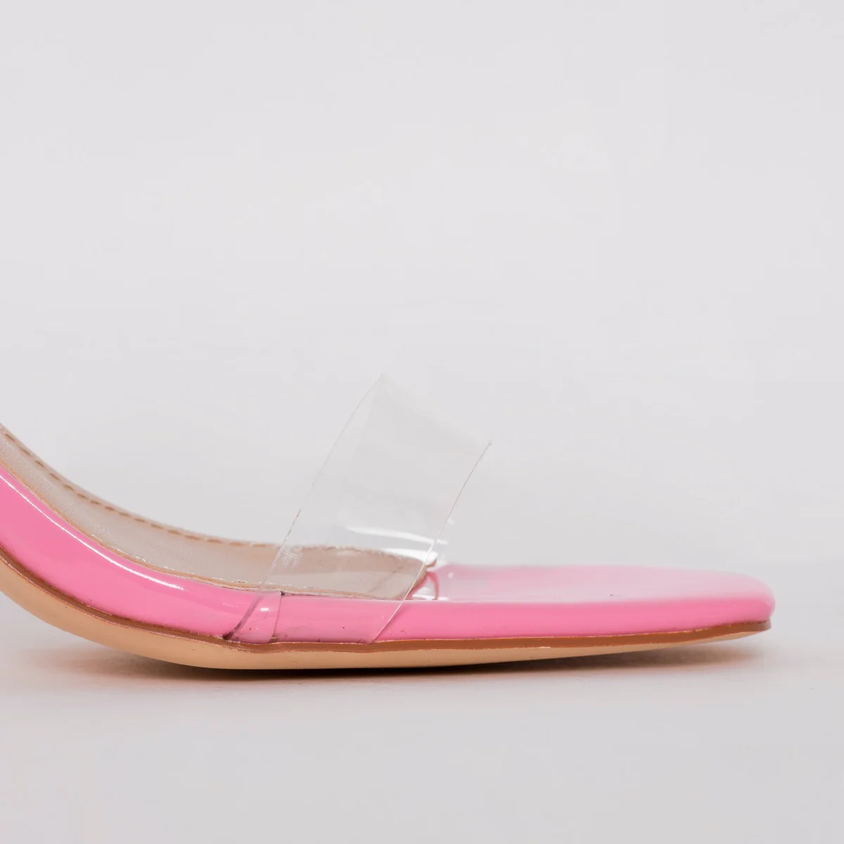 Truo Wide Fit Pink Clear Lace up Stiletto Heels - Image 2