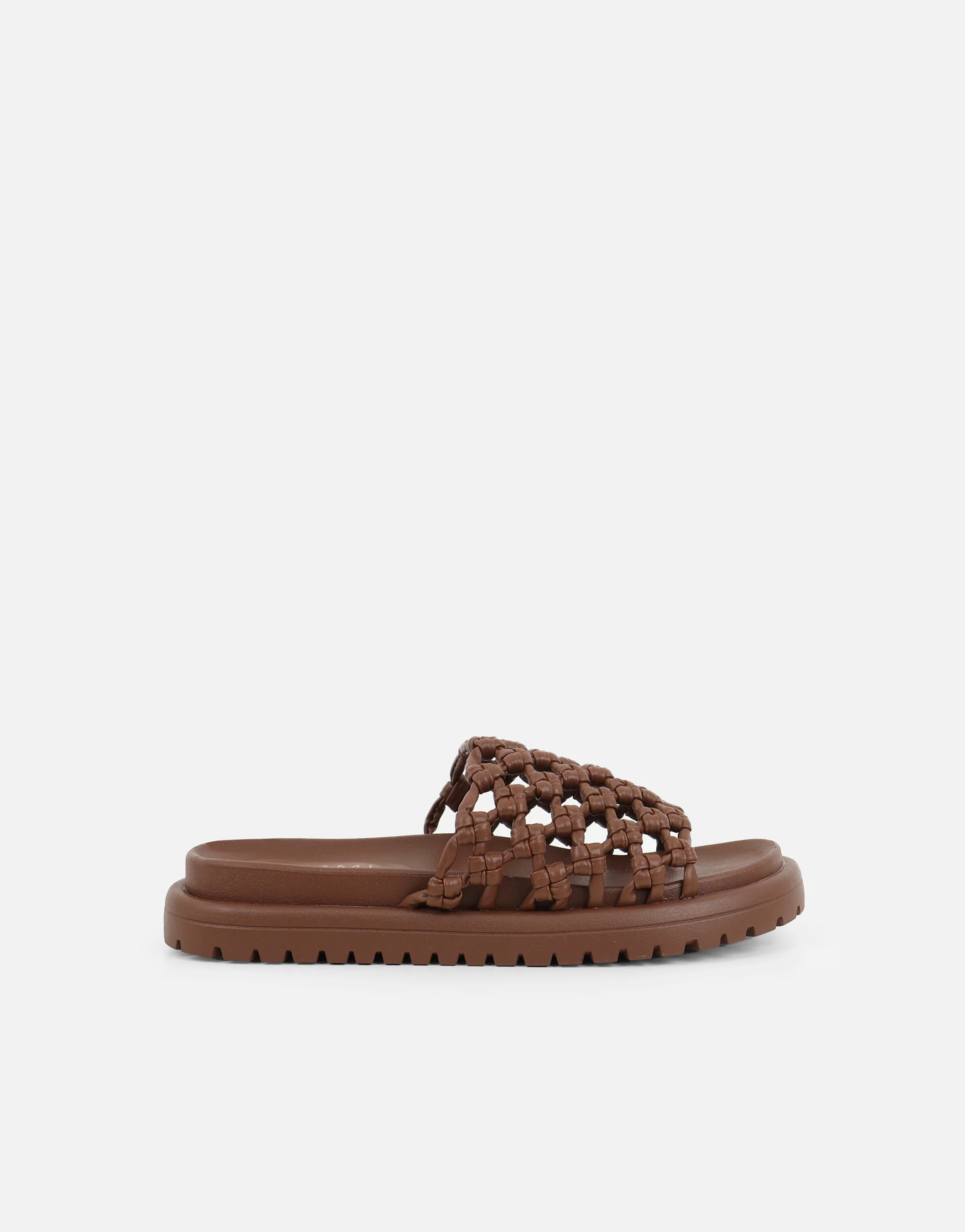 Vanya Brown Woven Mesh Chunky Flats - Image 2