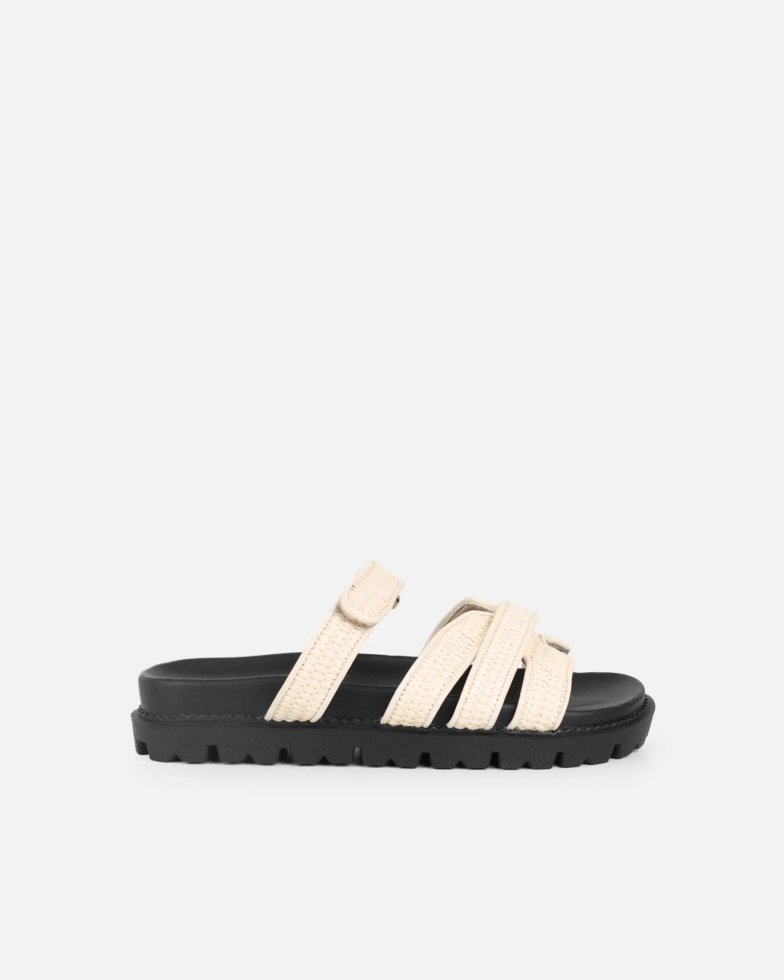 Veil Beige Raffia Chunky Sliders - Image 2