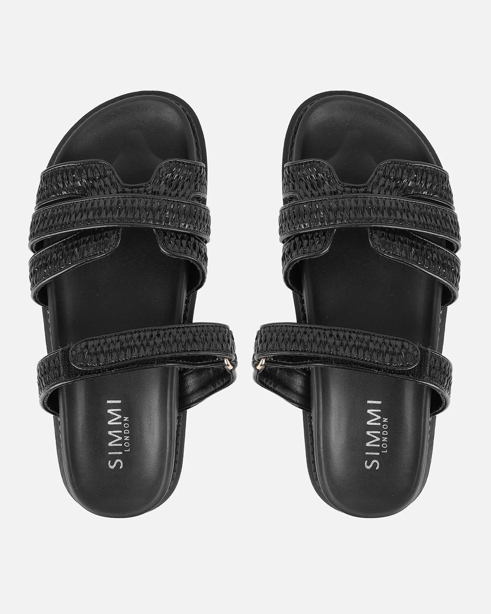 Veil Black Raffia Chunky Sliders - Image 3