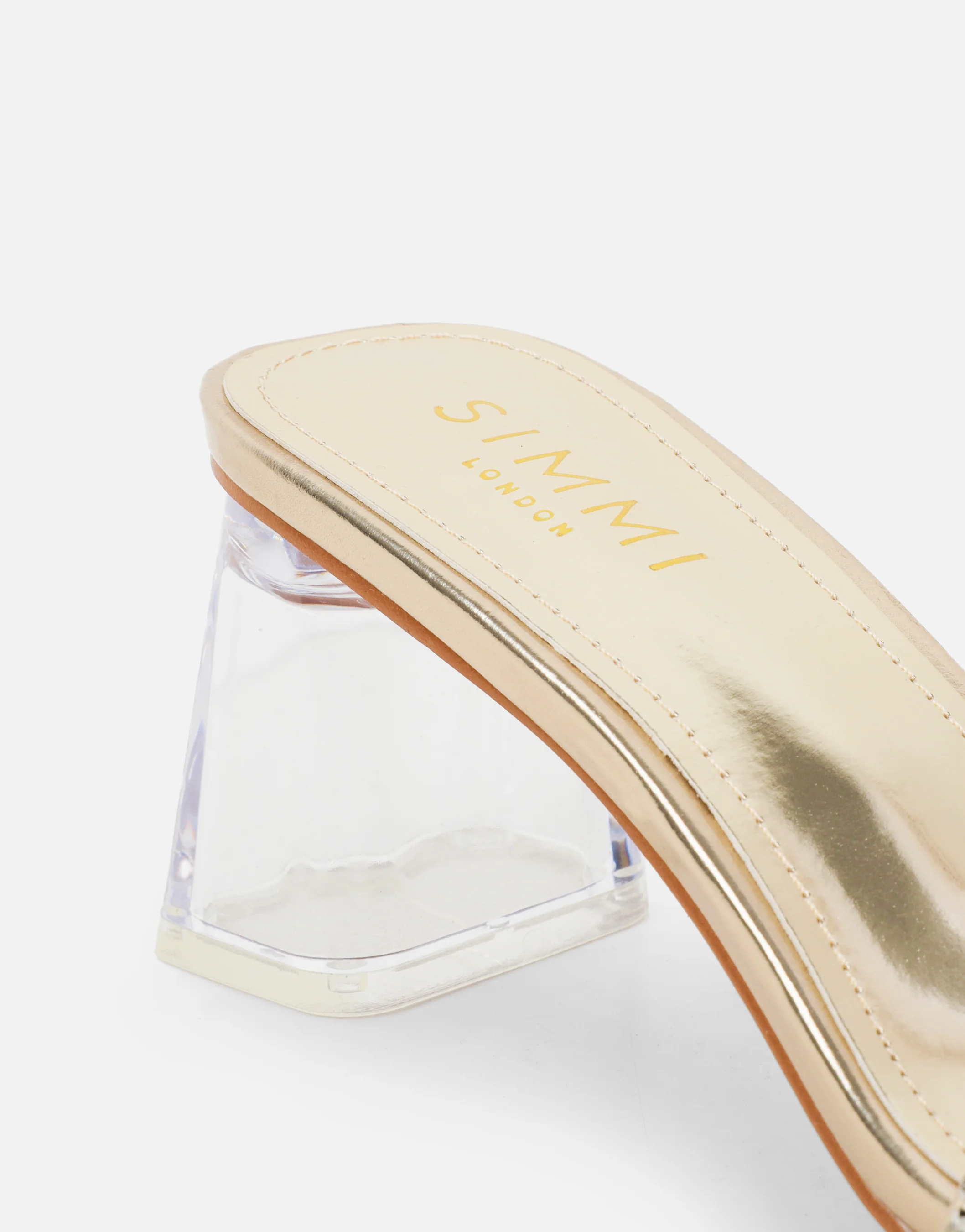 Zeena Gold Metalic Clear Diamante Mules - Image 3