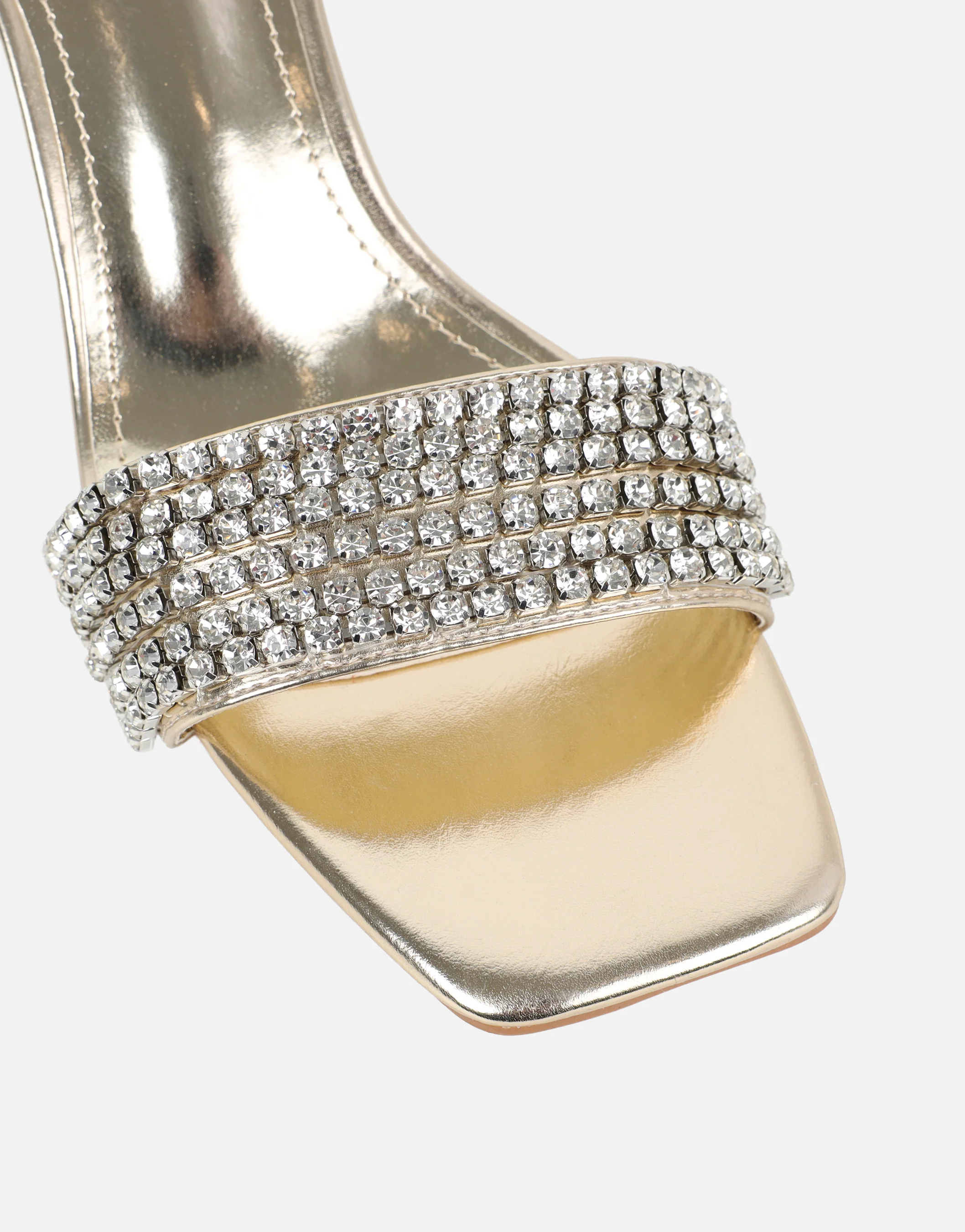 Zeena Gold Metalic Clear Diamante Mules - Image 4
