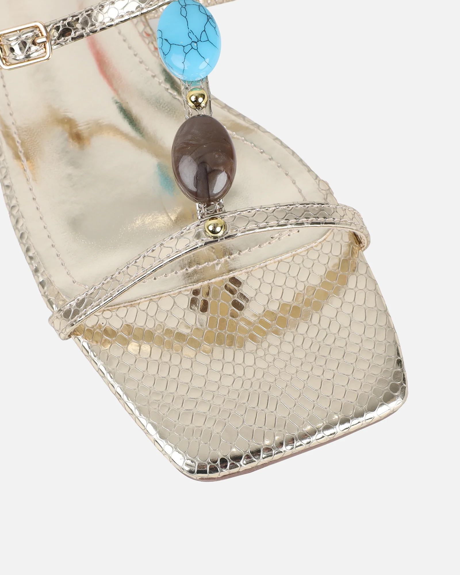 Zenya Gold Snake Embellished Knee High Sandals - Image 4
