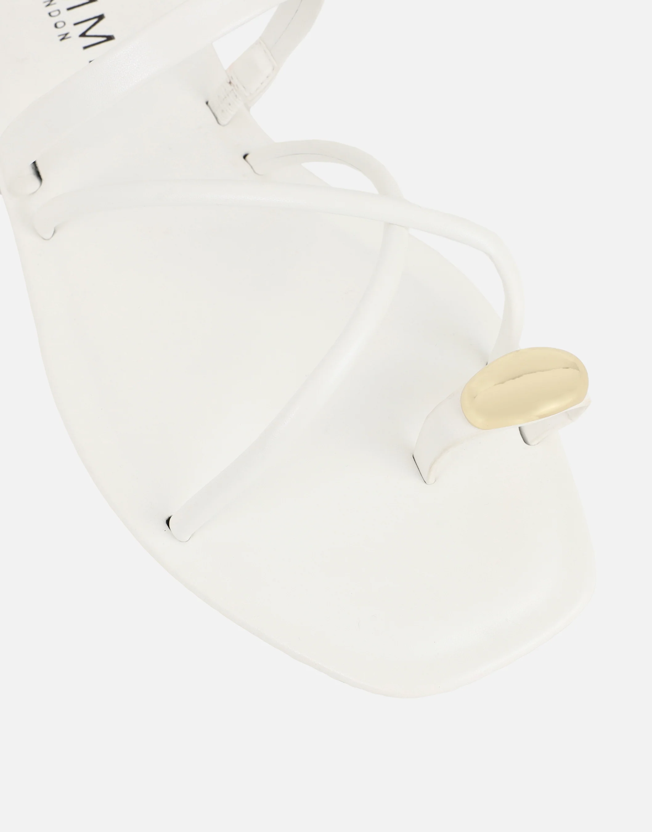 Zina White Gold Toe Detail Flat Sandals - Image 4