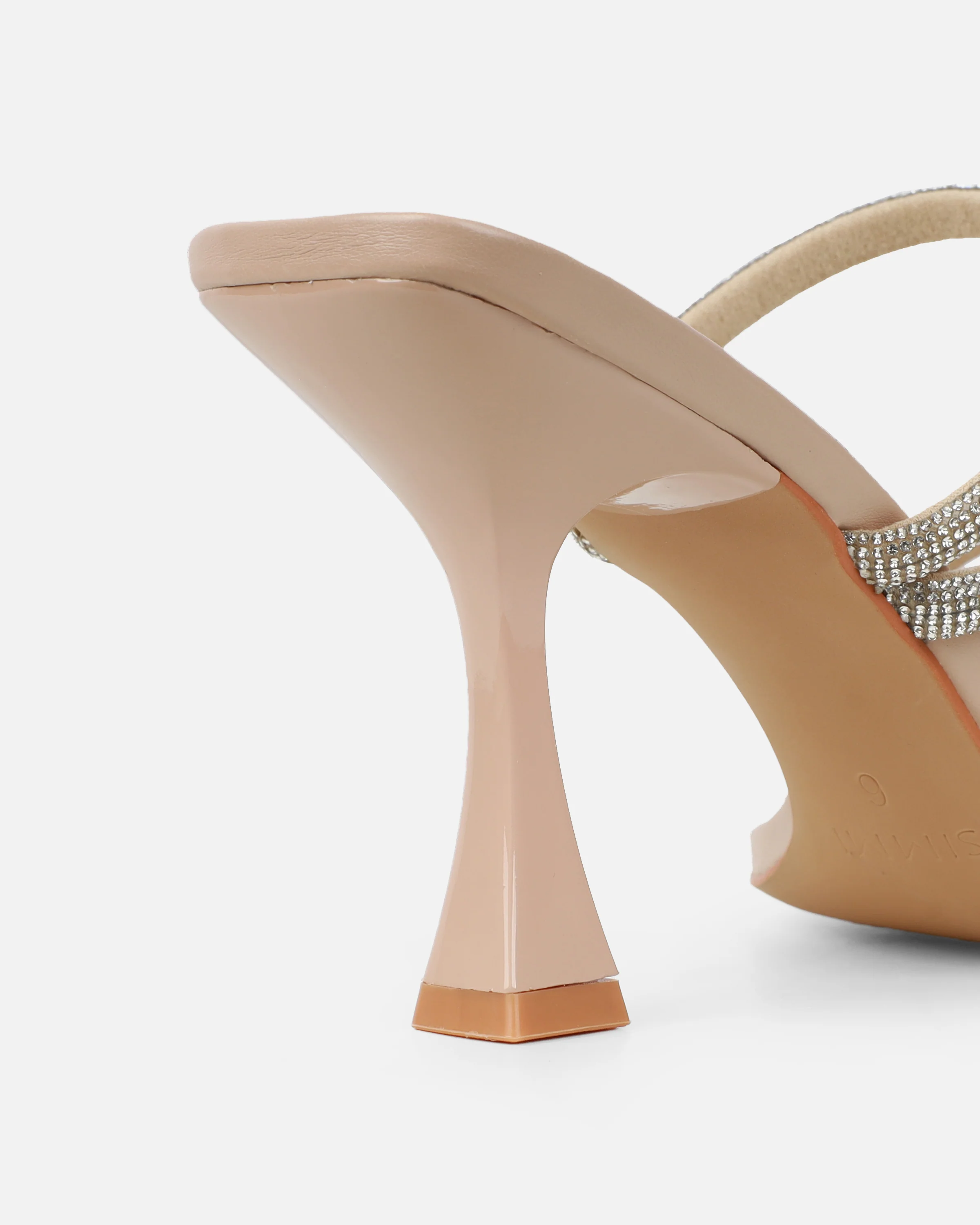 Zita Nude Diamante Mid Heeled Mules - Image 3